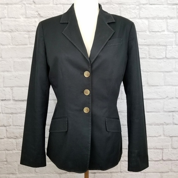Anne Klein black 3 buttons pockets classic style lined blazer women's size 6 - Picture 5 of 9